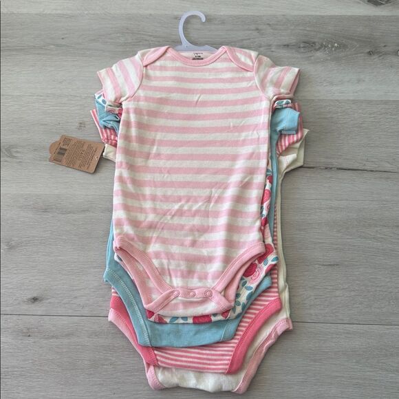 Touched By Nature Organic Cotton 5 Pc Bodysuits Rosebud 9-12 MO NWT - Picture 10 of 16